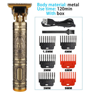 metal beard trimmer with adjustable attachments