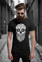 Load image into Gallery viewer, man wearing black sugar skull t-shirt