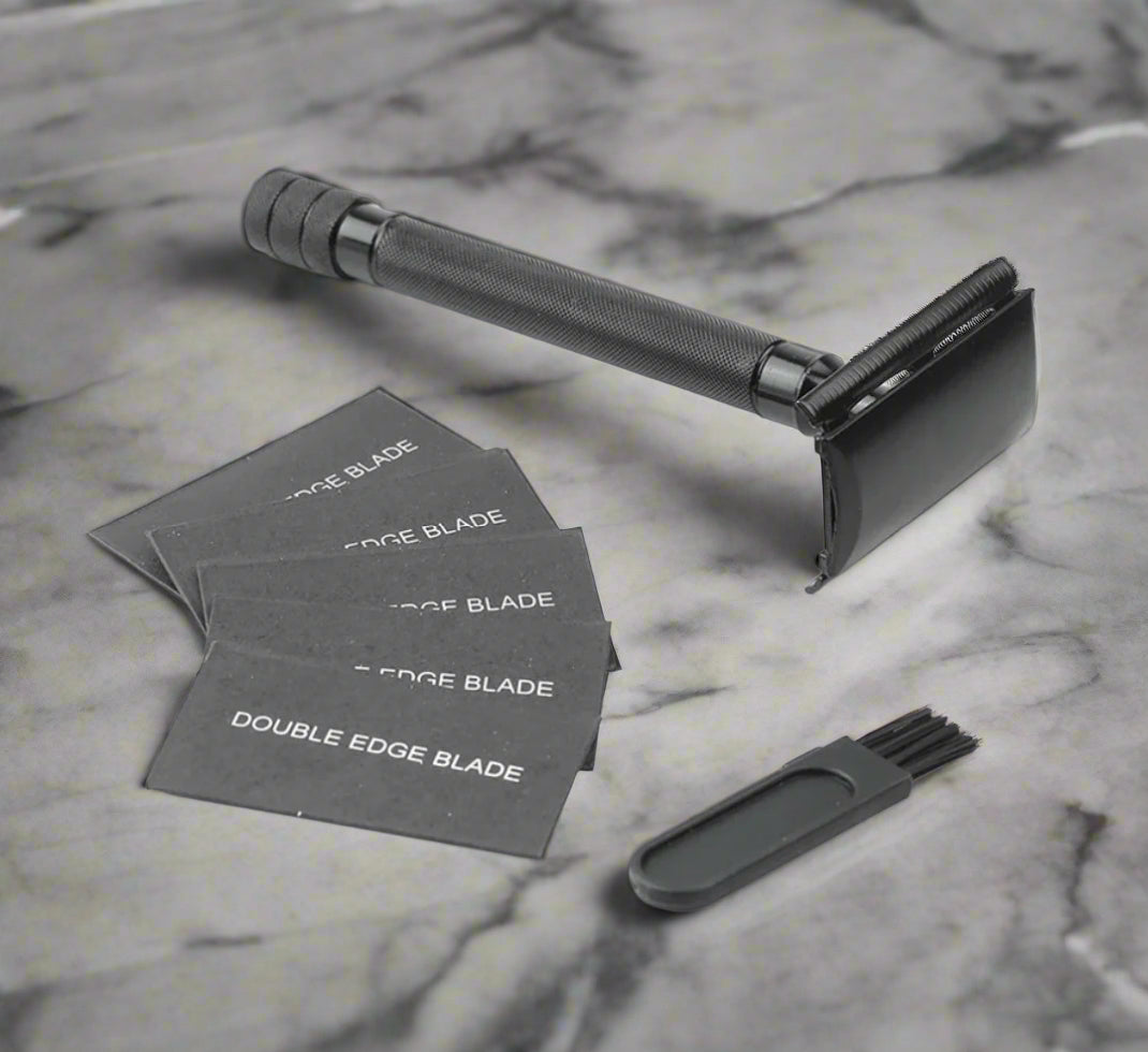 Double Edge Safety Razor With 5 Blades & Brush Viking Beard Brand