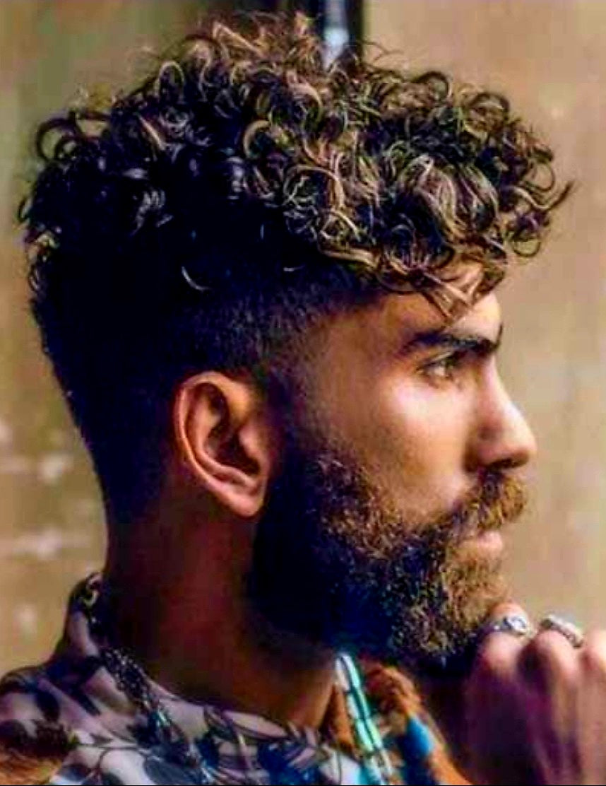 Image of Fringe haircut for men with beards