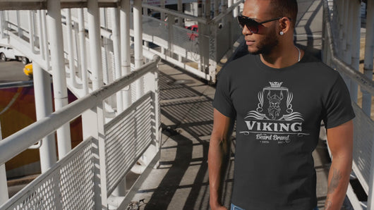 t-shirt video of black man in sun wearing viking clothing