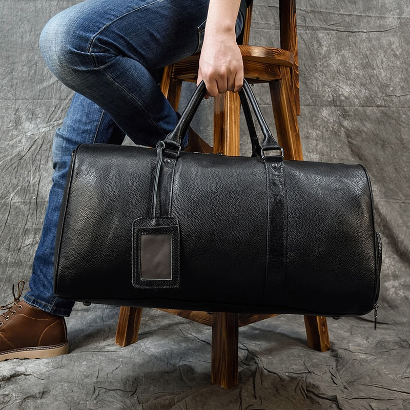 black duffle bag