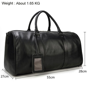 black leather travel bag